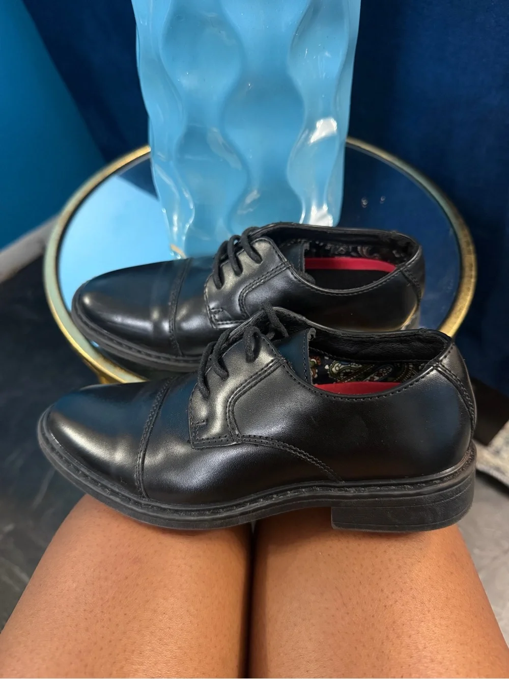 Black Leather Lace-Up Dress Shoes 13c